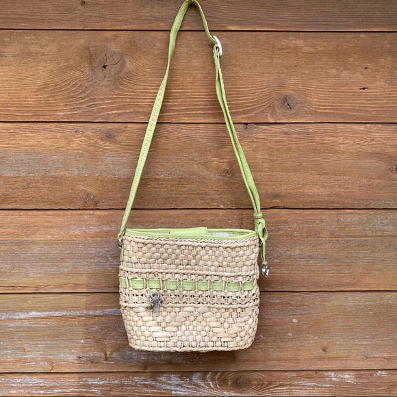 Brighton Handbags - Brighton Lime Green Charm Straw Woven Shoulder Bag